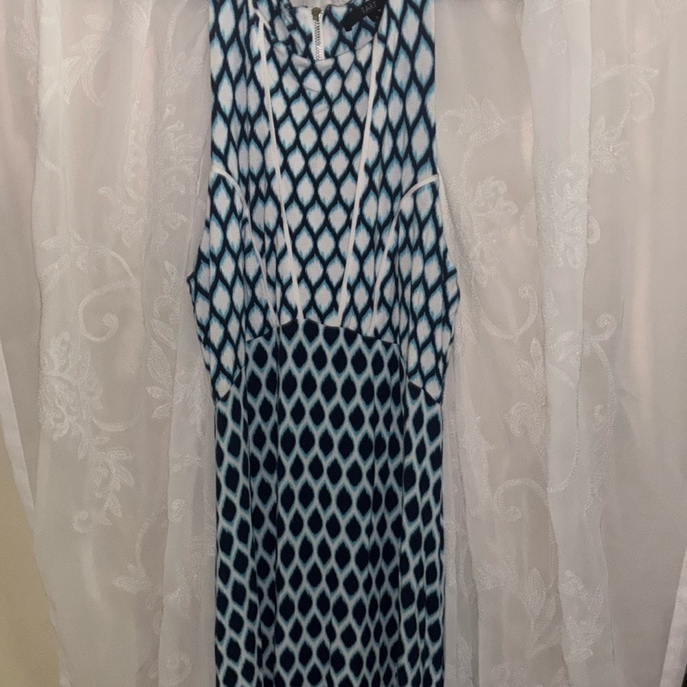 Tart Blue and White Halter Sheath Dress